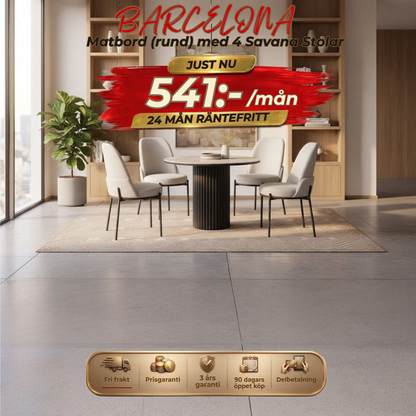 Barcelona Dining Table (rund) with  4 Chairs