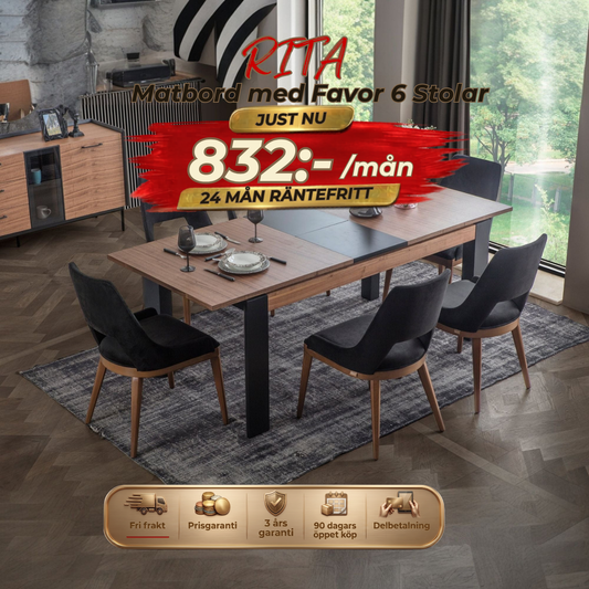 Rita Matgrupp - Dining Table with Favor 6 Chairs