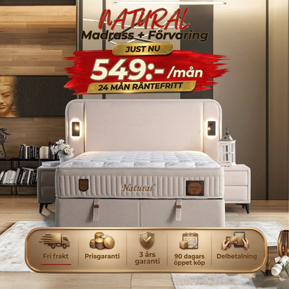 Natural Bed-Headboard-Mattress-Storage