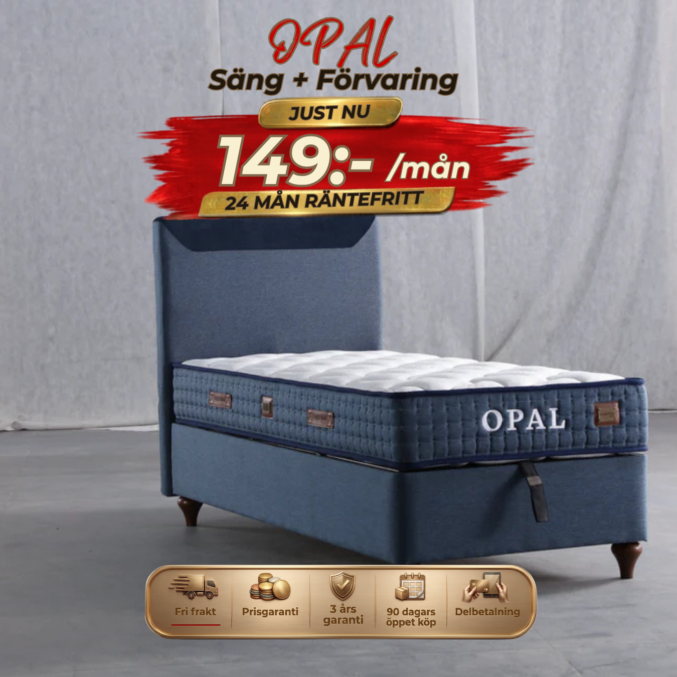 Opal Säng-Huvudgavel-Förvaring
