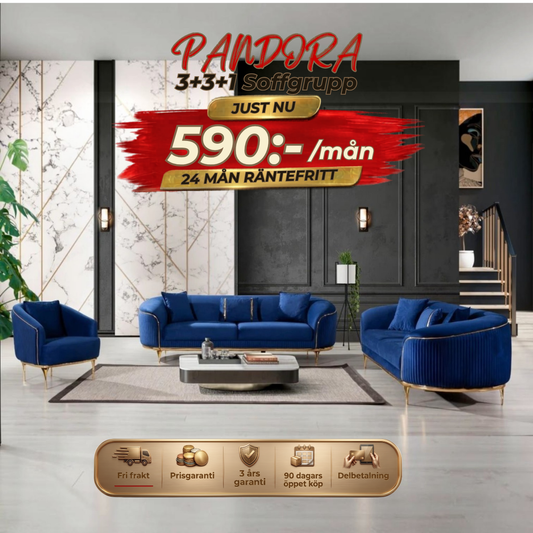 💥Pandora 3+3+1 Soffgrupp ⏳Specialerbjudande | Endast 6 kvar