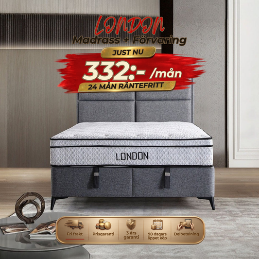 London Bed-Headboard-Mattress-Storage