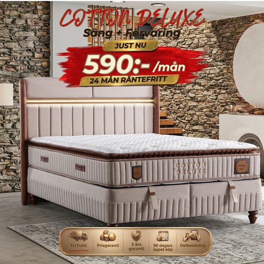 Cotton Deluxe Bed-Headboard-Mattress-Storage
