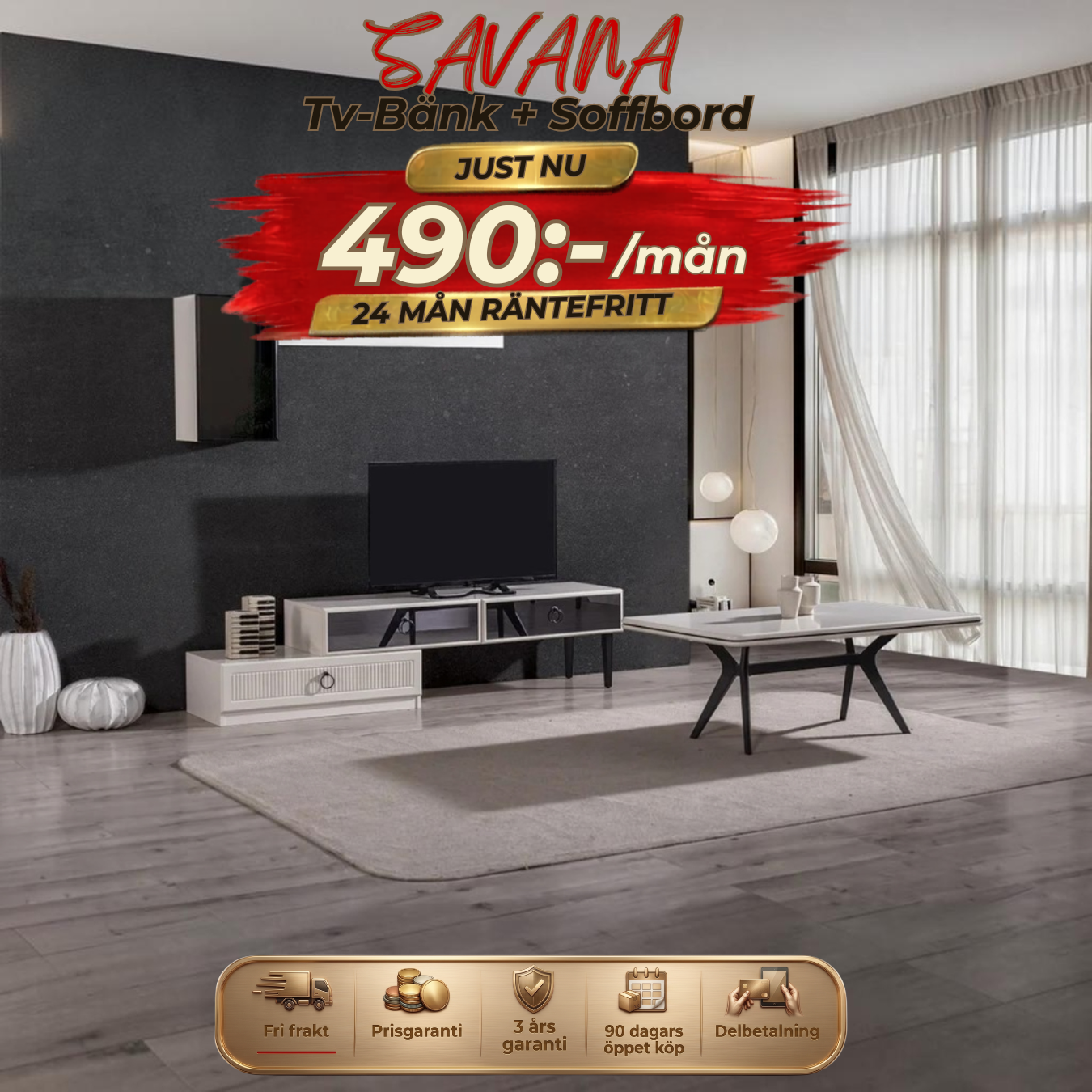 Savana-B Tv-Bänk + Soffbord