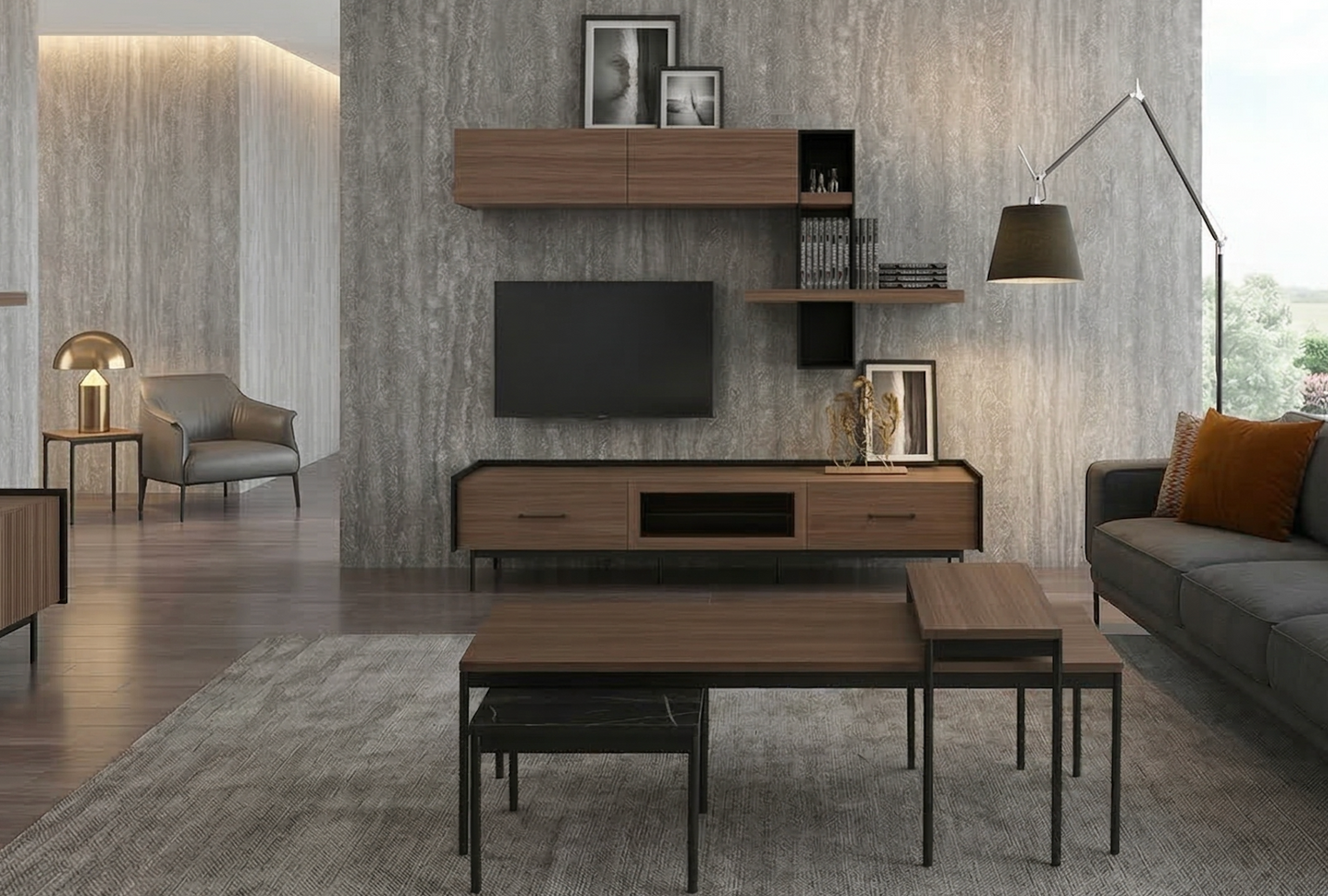 1️⃣1️⃣ Berlin HemPaket (Hörnsoffa – TV-bänk – Soffbord – Säng med förvaring)