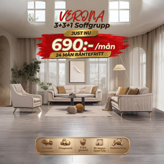 💥Verona 3+3+1 Soffgrupp⏳Komfort i toppklass | Endast 4 kvar
