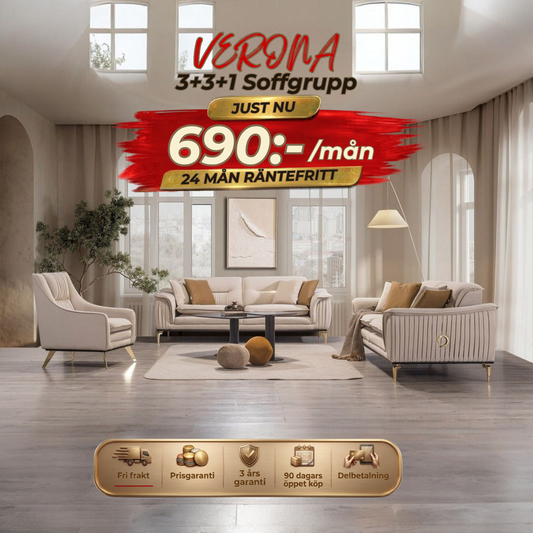 💥Verona 3+3+1 Soffgrupp⏳Komfort i toppklass | Endast 4 kvar