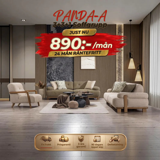 💥Panda 3+3+1 Sofa Set ⏳Bästsäljare i Bohem-serien | Endast 4 kvar