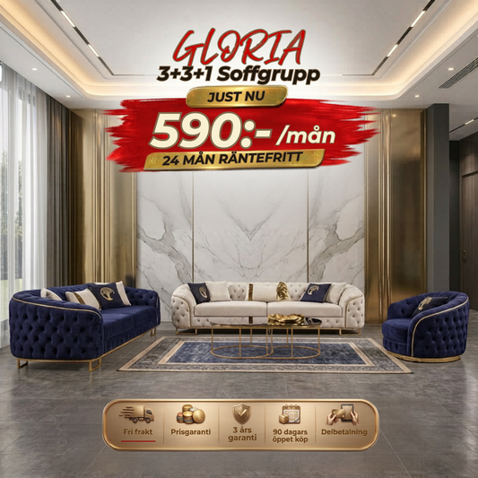 💥Gloria 3+3+1 Soffgrupp  ⏳Specialerbjudande | Endast 4 kvar