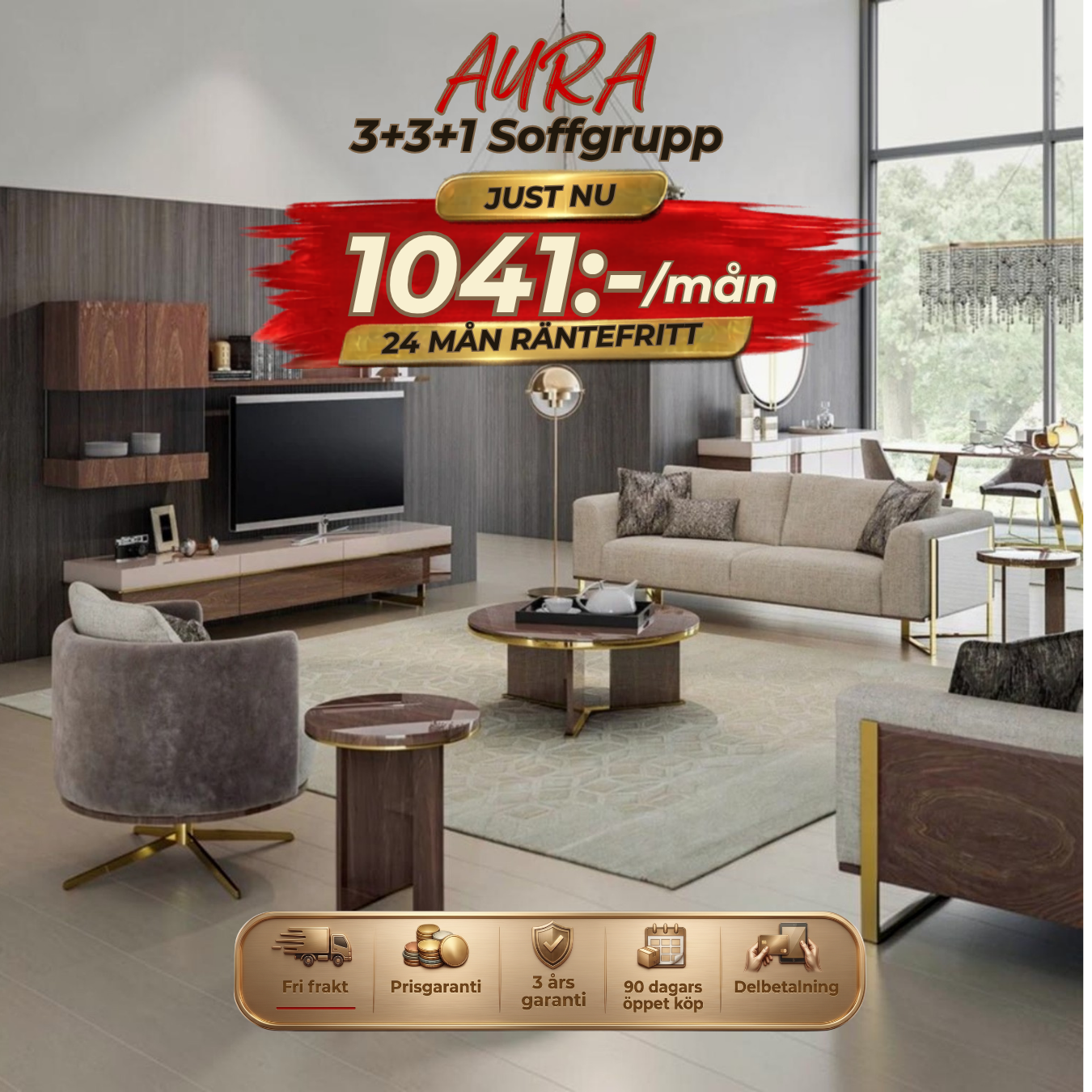 Aura 3+2+1 Sofa Set