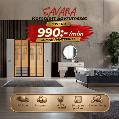Savana Sovrumsset ( Bed+ 2 st Bedside Table+ Sminkbord )