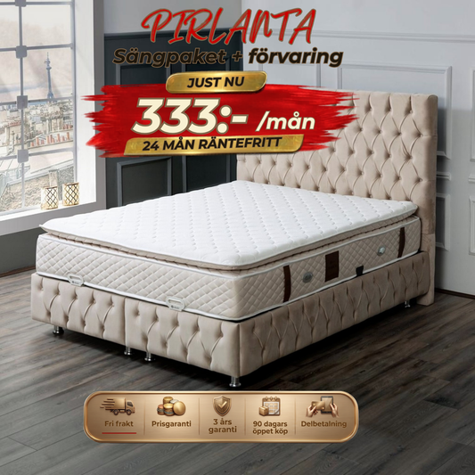 ⭐ PIRLANTA 140/160/180*200 Bedpaket – with storage, headboard and mattress ⏳ Begränsat antal – först till kvarn!