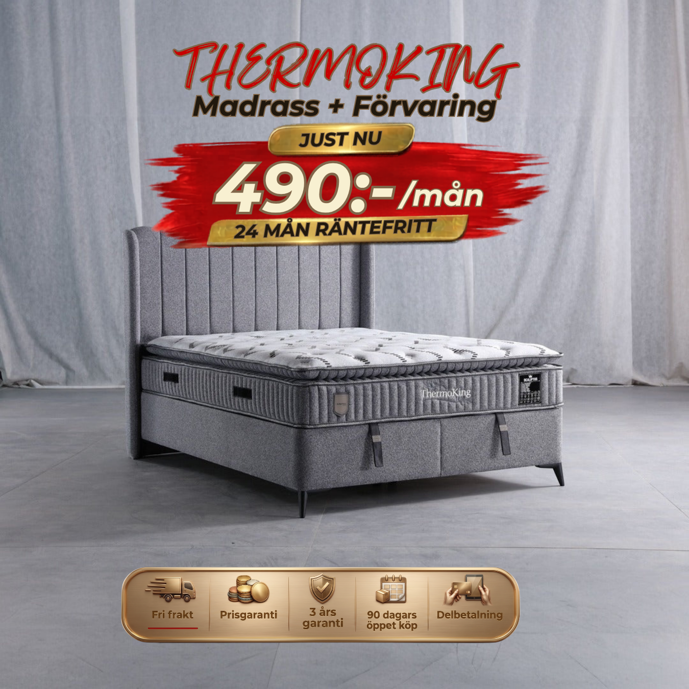 Thermoking Bed-Headboard-Mattress-Storage