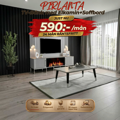 Pirlanta TV-Bänk med Elkamin+Soffbord
