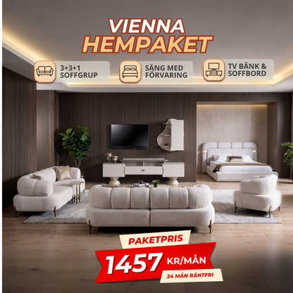 Vienna HemPaket (Avva-A 3-Sits Soffa – Avva TV-Bänk – Avva Säng med förvaring)