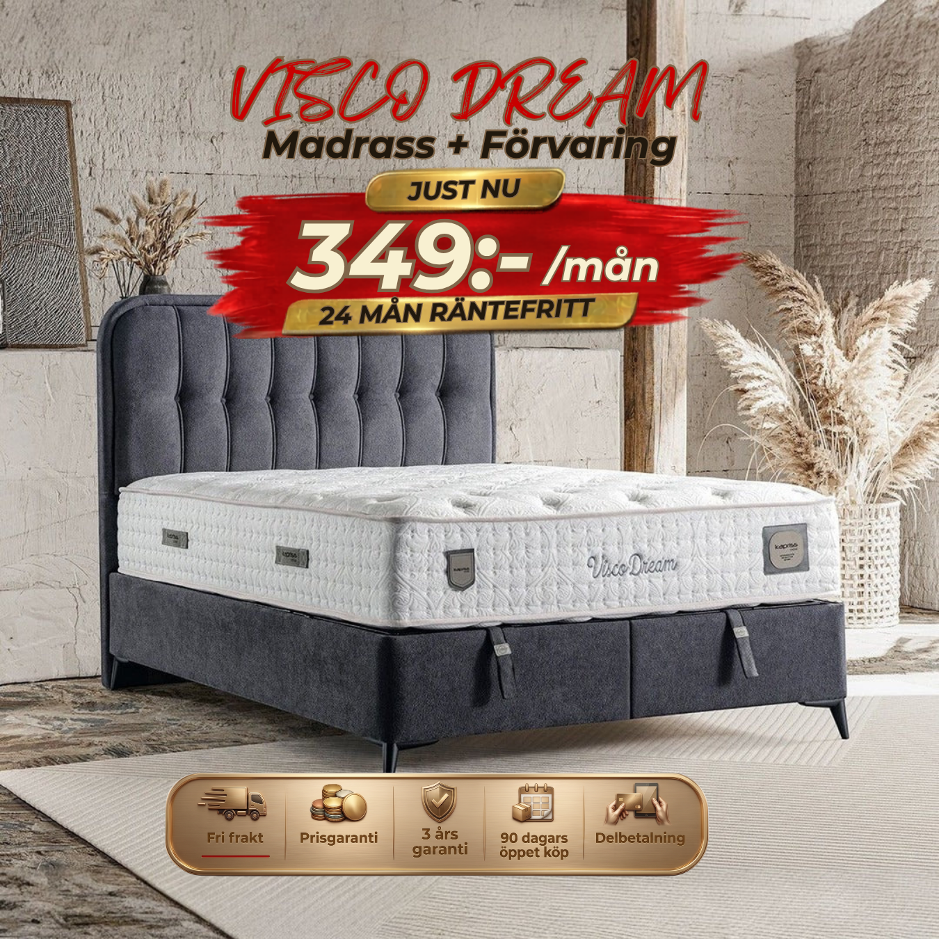 Visco Dream Bed-Headboard-Mattress-Storage