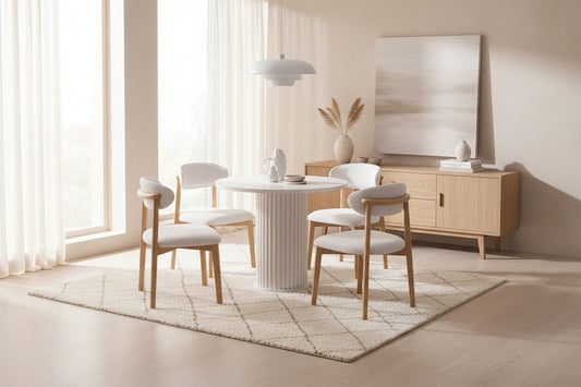 Baha Dining Table (rund) with 4 Chairs