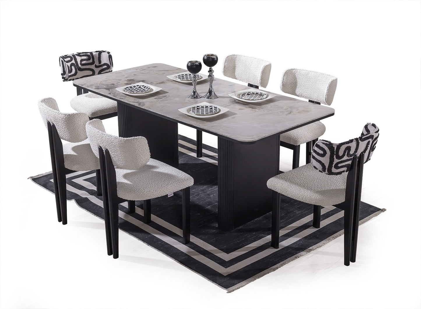 طقم طعام باها - طاولة طعام مع 6 كراسي