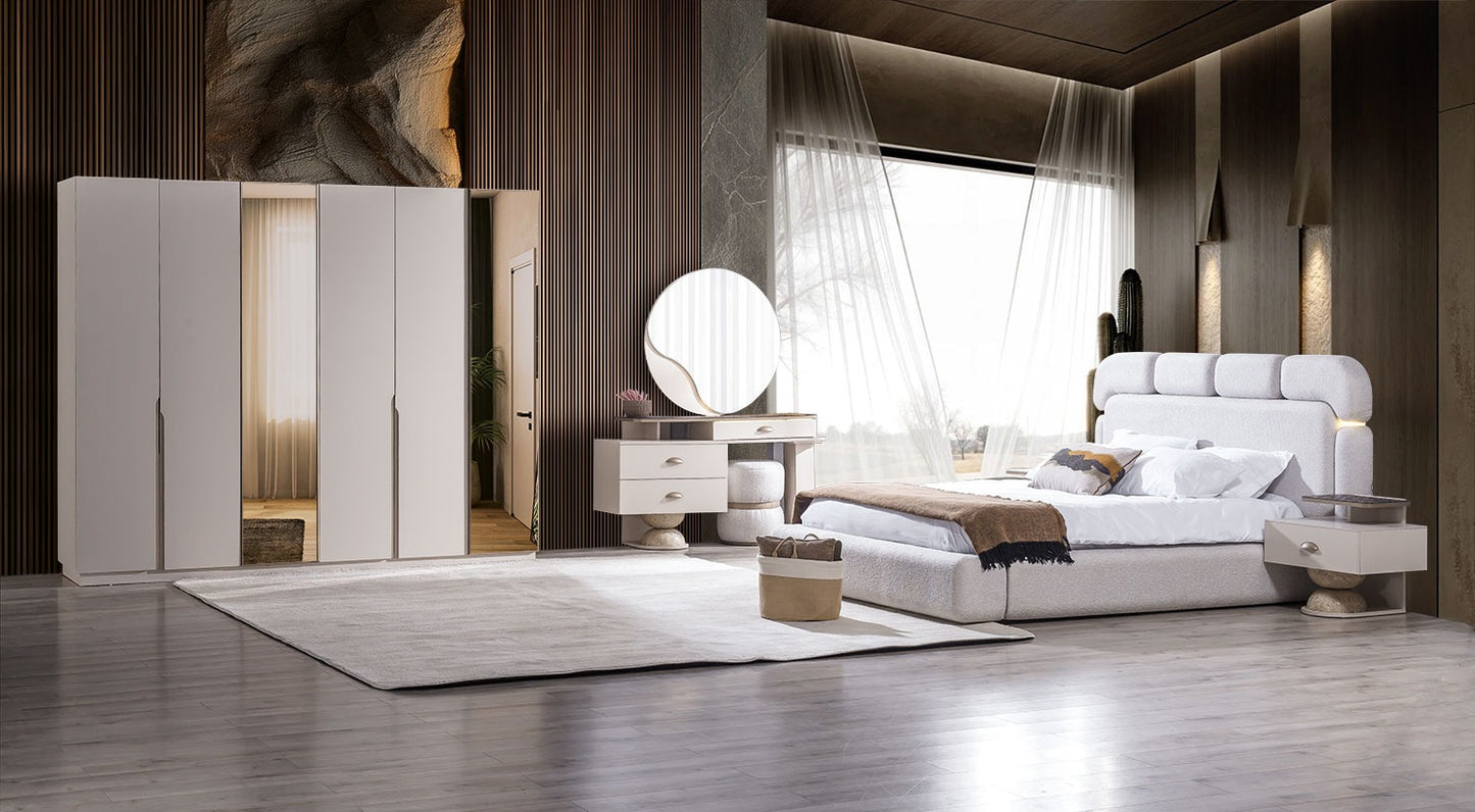 Avva Sovrumsset( Bed-2 st bedside table-Sminkbord-Spegel)
