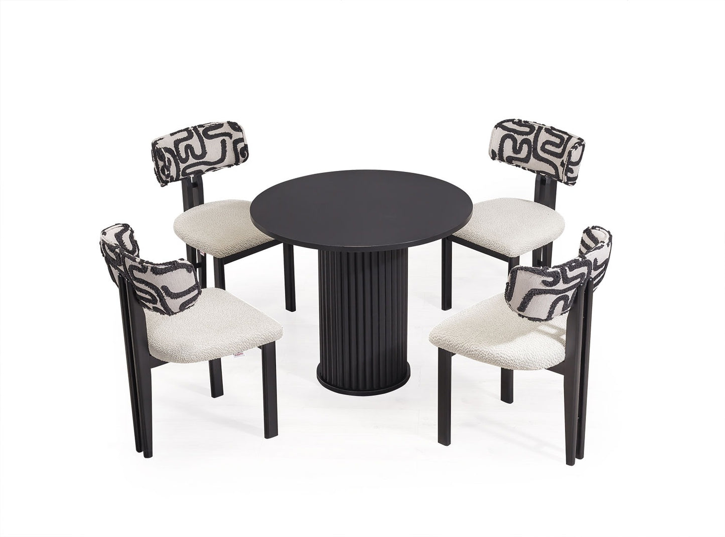 Baha Dining Table (rund) with  4 Barcelona Chairs