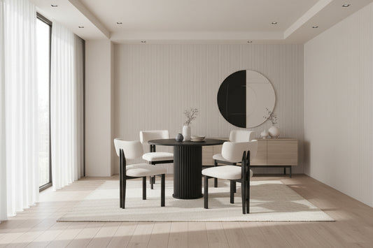Baha Dining Table (rund) with  4 Barcelona Chairs