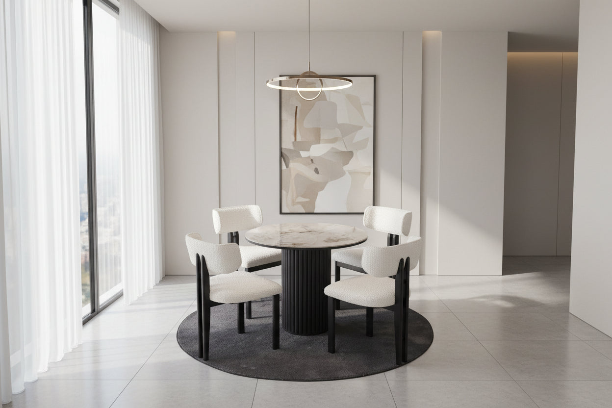Barcelona Dining Table (rund) with  4 Chairs