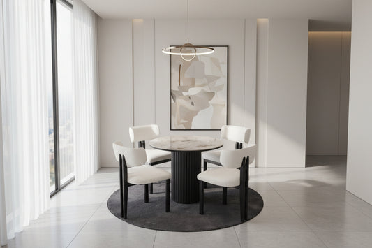 Barcelona Dining Table (rund) with  4 Chairs