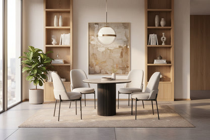 Barcelona Dining Table (rund) with  4 Savana Chairs
