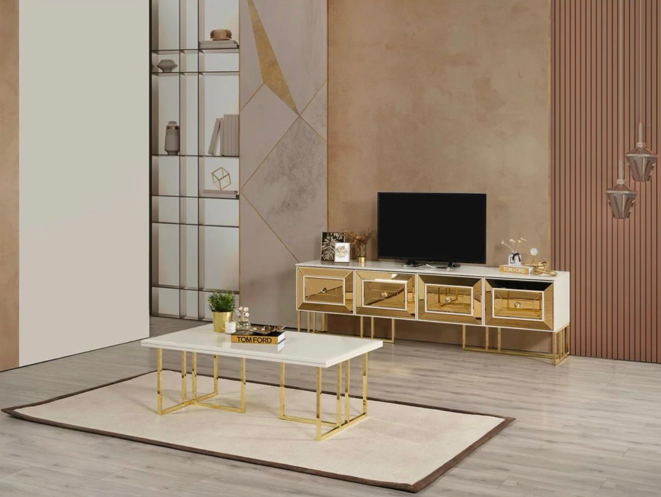 9️⃣ London HemPaket (Soffgrupp – TV-bänk – Soffbord – Säng med förvaring)