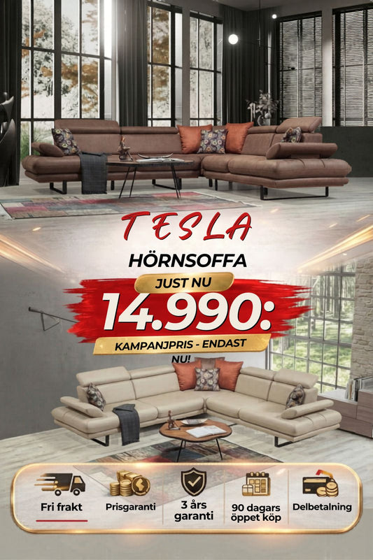 💥Tesla Hörnsoffa ⏳Begränsat antal-Redo för leverans | Endast 4 kvar