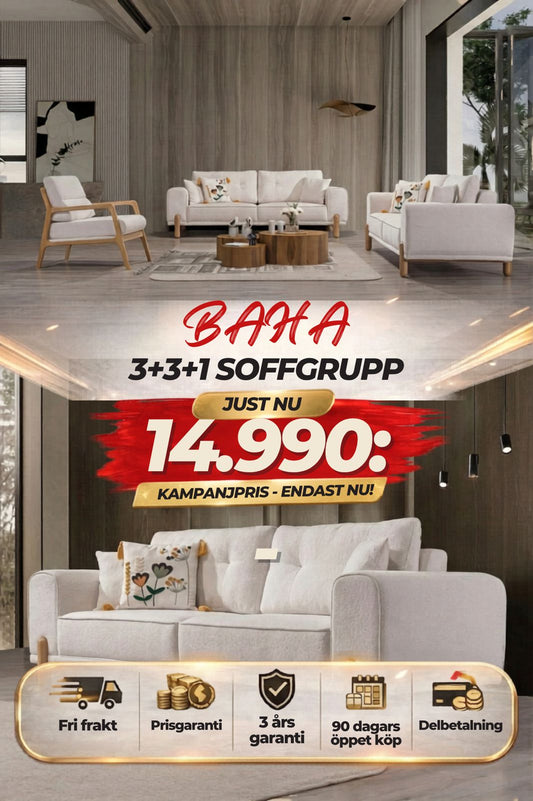 💥Baha 3+3+1 Soffgrupp ⏳Bohem stil | Endast 14.990 kr