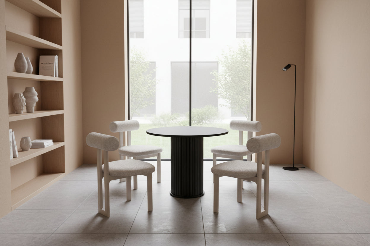 Baha Dining Table (rund) with  4 Avva Chairs