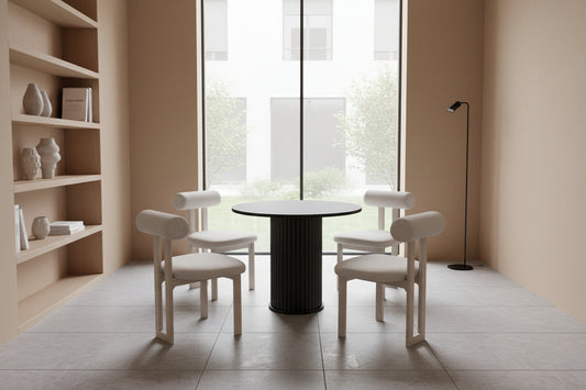 Baha Dining Table (rund) with  4 Avva Chairs