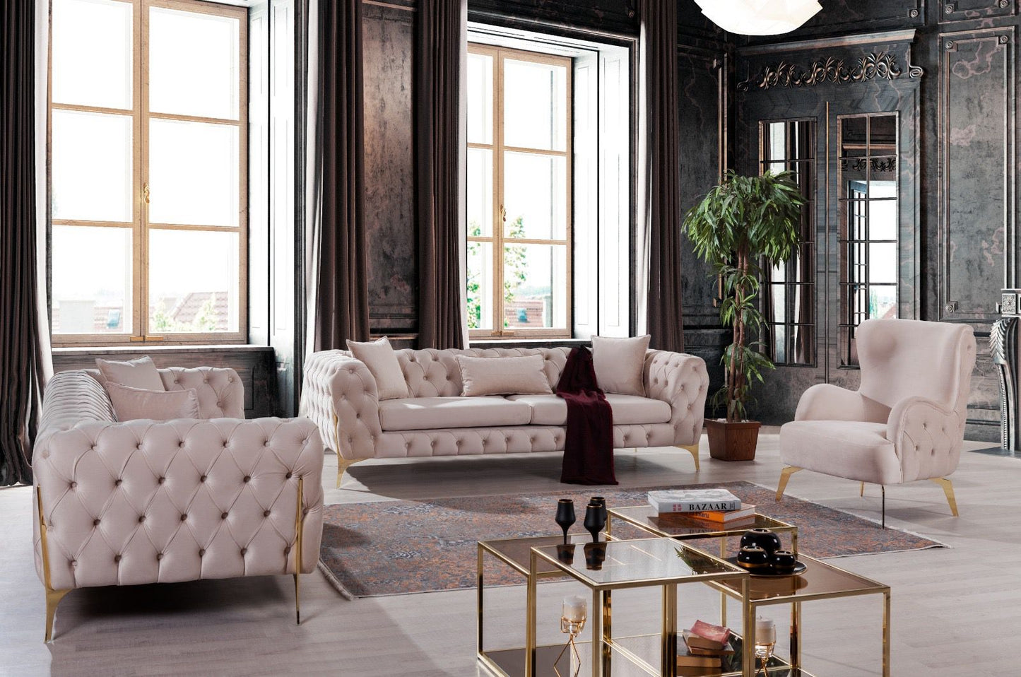 1️⃣ Stockholm HemPaket (Soffgrupp – TV-bänk – Soffbord – Säng med förvaring)