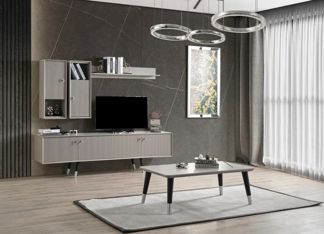 3️⃣ Malmö HemPaket (Soffgrupp – TV-bänk – Soffbord – Säng med förvaring)