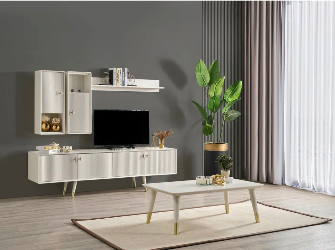 5️⃣ Lund HemPaket (Hörnsoffa – TV-bänk – Soffbord – Säng med förvaring)