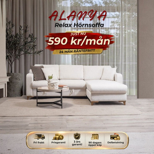ALANYA Relax Hörnsoffa 590 kr/mån