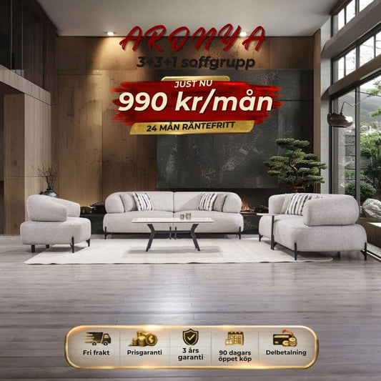 ARONYA 3+3+1 soffgrupp 990 kr/mån