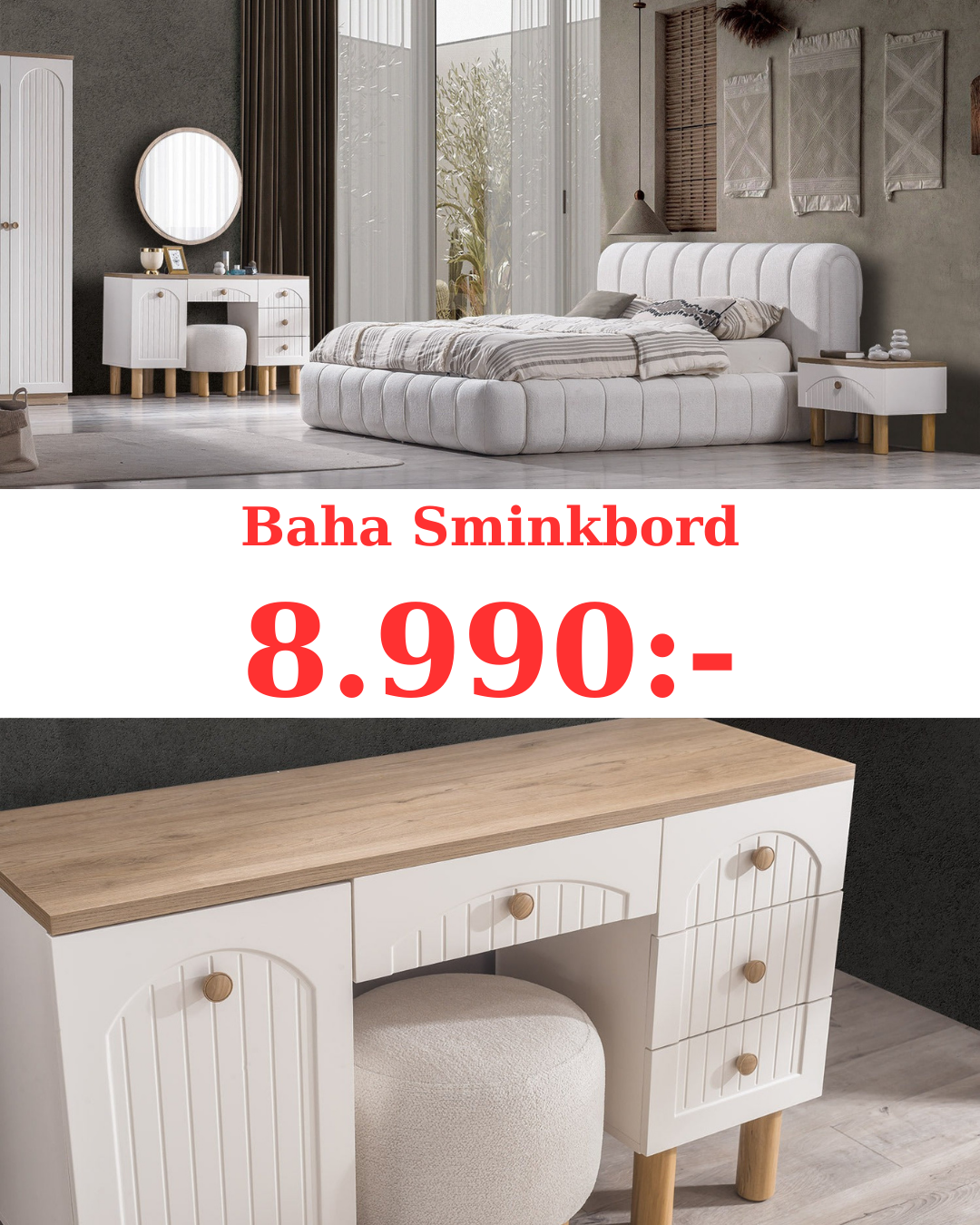 Baha Sminkbord med Spegel