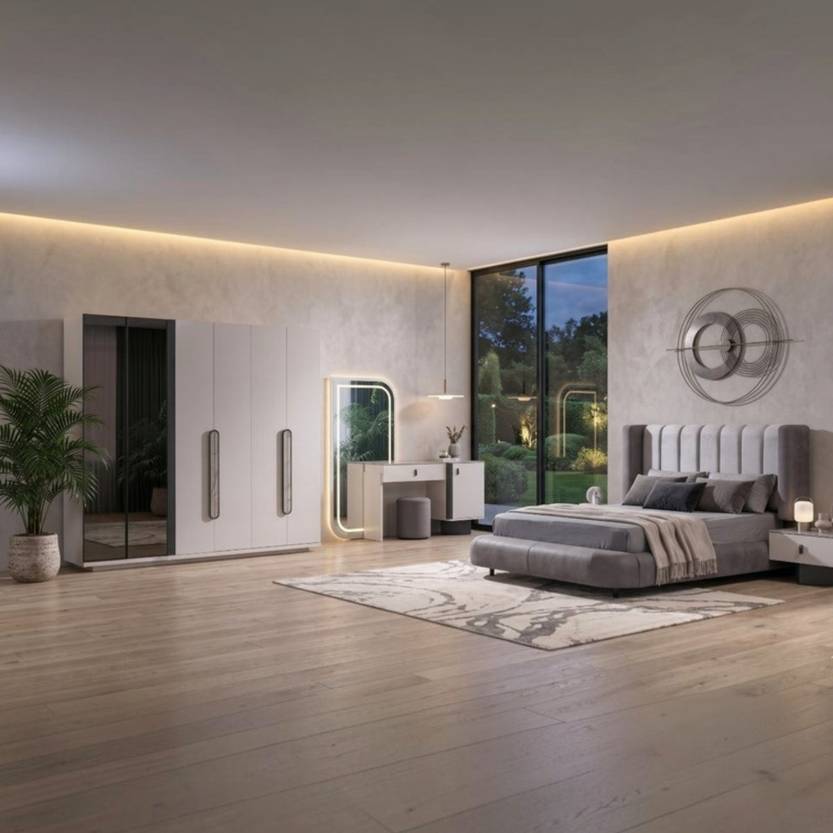 Barcelona Sovrumsset( Säng-2 st sängbord-Sminkbord-Spegel) – kampanjpris