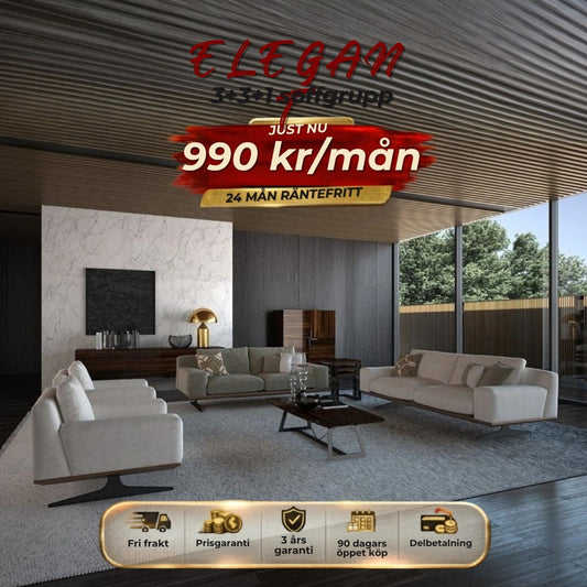 ELEGANT 3+3+1 soffgrupp 990 kr/mån