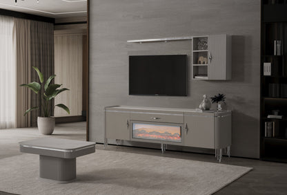 INCI Grey TV-Bänk med Elkamin