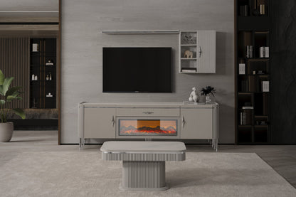 INCI Grey TV-Bänk med Elkamin