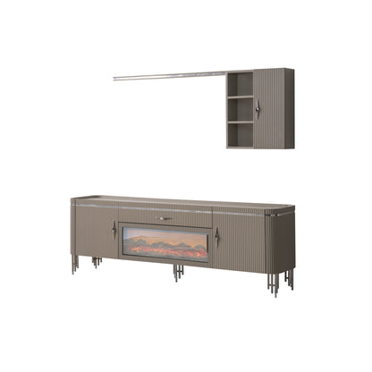 INCI Grey TV-Bänk med Elkamin