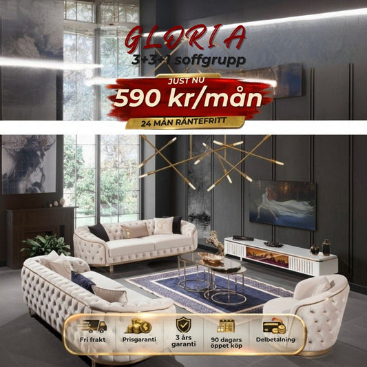 GLORIA 3+3+1 soffgrupp 590 kr/mån