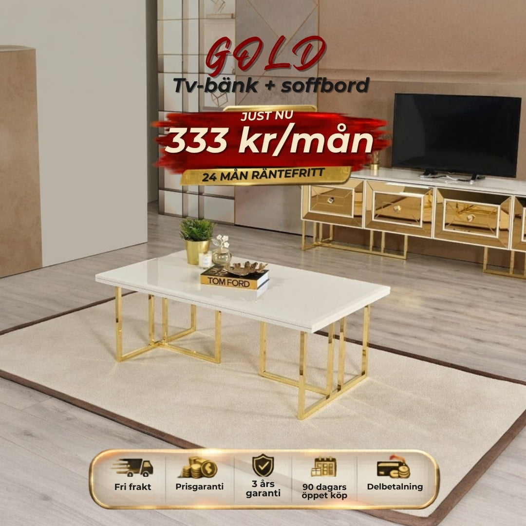 GOLD Tv-bänk + soffbord 333 kr/mån
