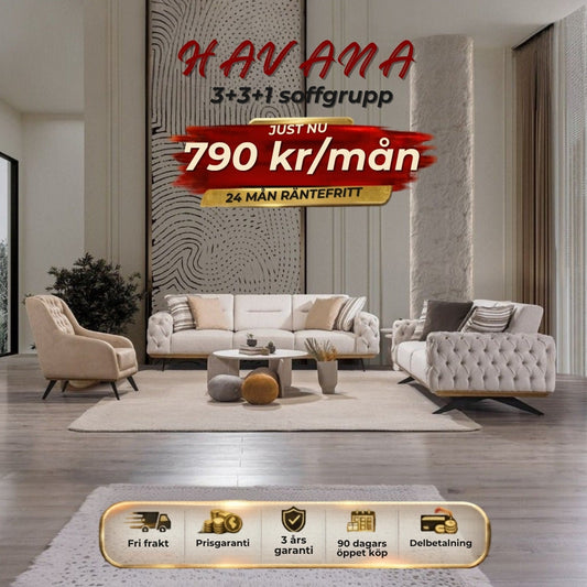 HAVANA 3+3+1 soffgrupp 790 kr/mån