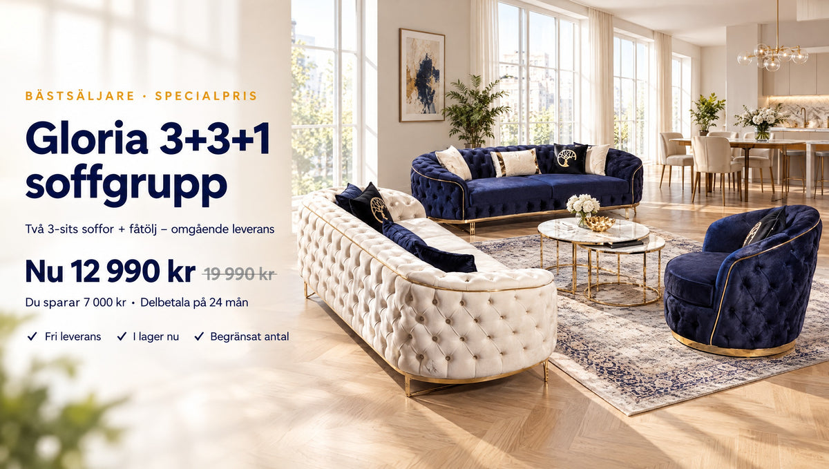 Gloria 3+3+1 soffgrupp – specialpris 12 990 kr