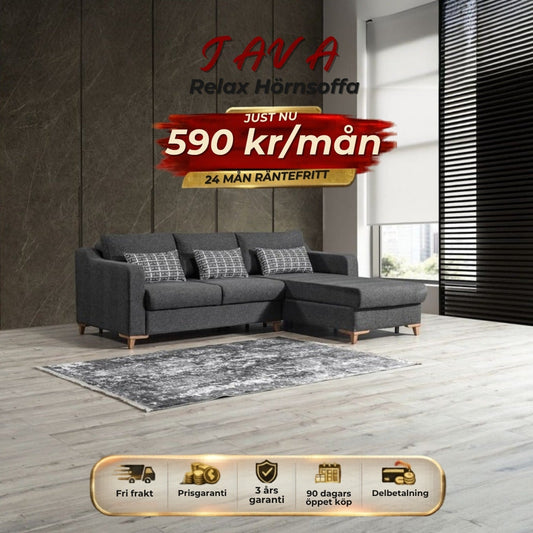 JAVA Relax Hörnsoffa 590 kr/mån