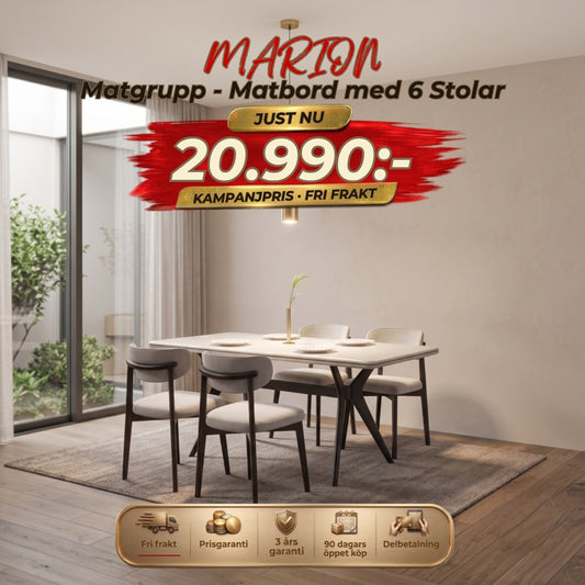 Marion Matgrupp - Matbord med 6 Stolar – kampanjpris